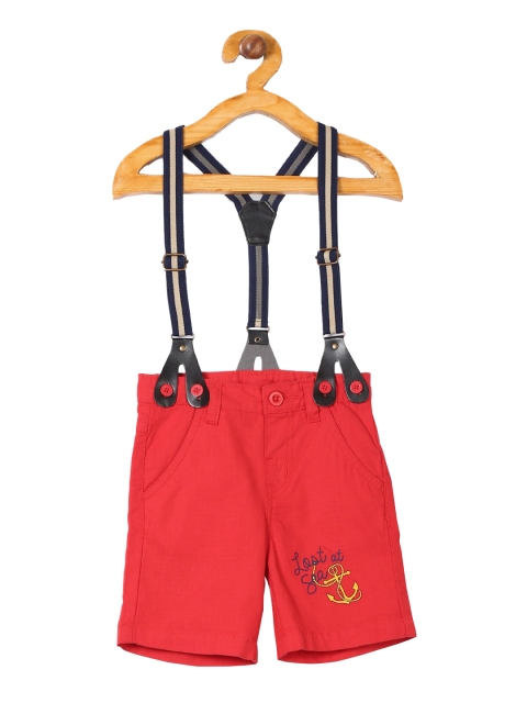 

Donuts Boys Red Solid Regular Fit Regular Shorts With Suspenders