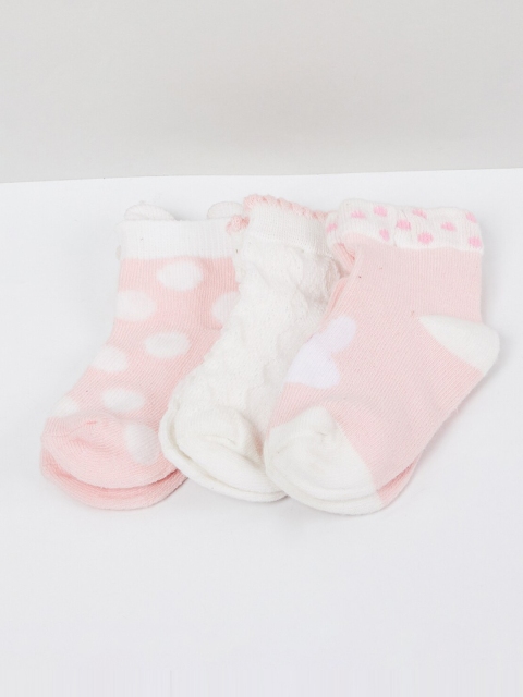 

max Infant Girls Pack Of 3 Patterned Ankle-Length Socks, Pink