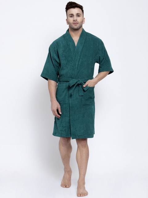 

Trident Men Green Self Design 300 GSM Bath Robe