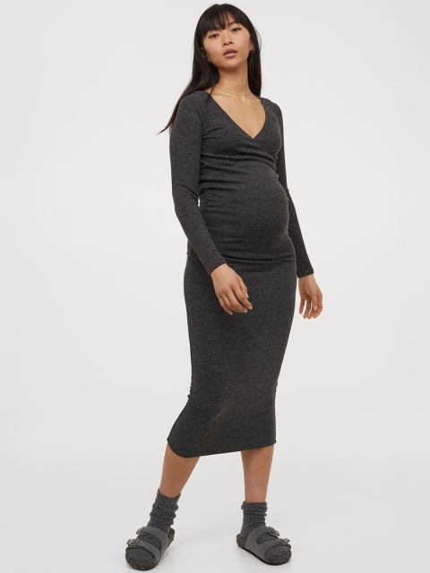 

H&M Women Grey Solid MAMA Maternity/nursing Top