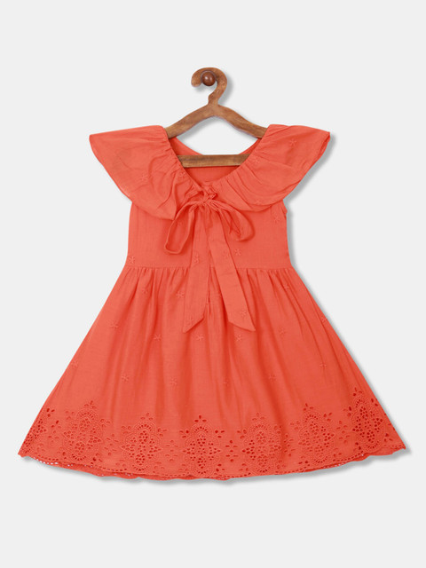 

Cherokee Girls Orange Solid Fit and Flare Dress