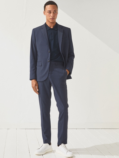 

H&M Men Navy Blue Solid Suit Trousers Skinny Fit