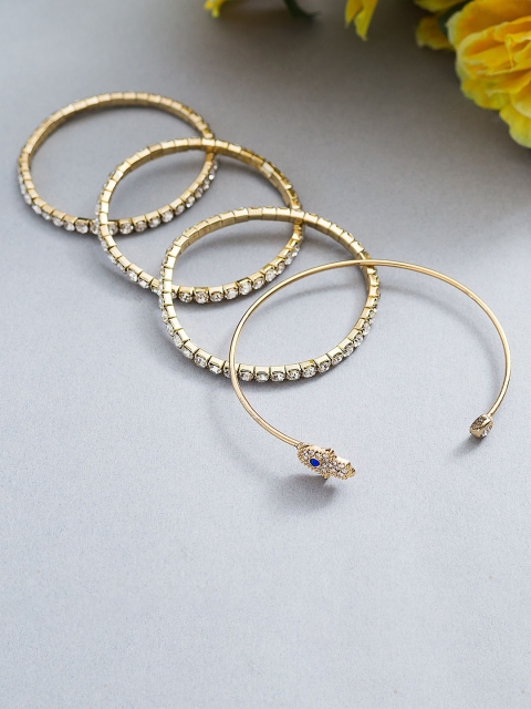 

Golden Peacock Set of 4 Gold-Toned Cuff Bracelets