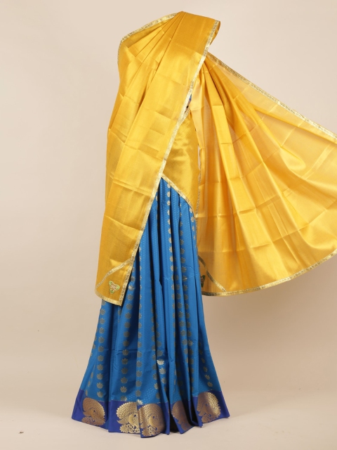 

Pothys Gold-Toned Woven Design Tissue Half Saree