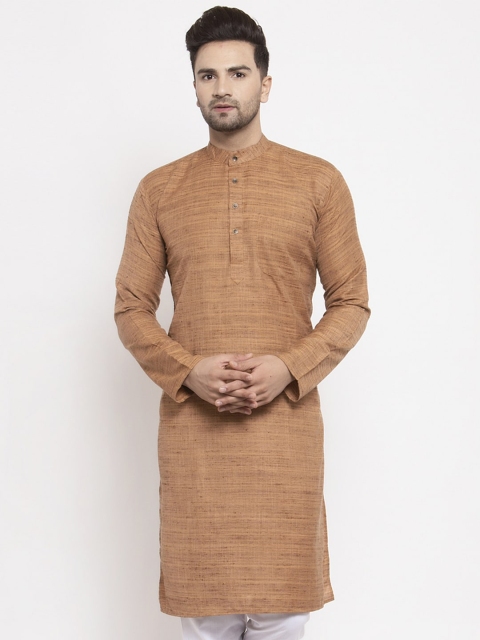 

Jompers Men Brown Solid Straight Kurta
