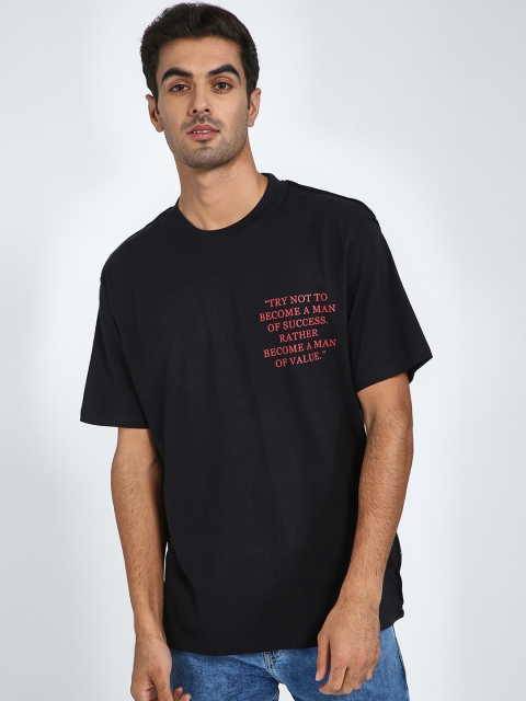 

Blue Saint Men Black Solid Round Neck T-shirt