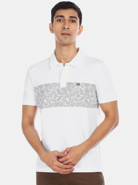 

Arrow Sport Men White Grey Printed Polo Collar Cotton Pure Cotton T-shirt