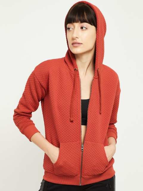 

max Women Red Self Design Sweatshirt