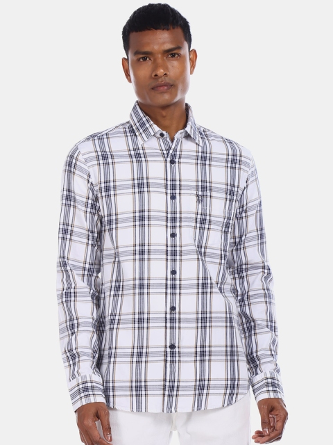 

U.S. Polo Assn. Men White Regular Fit Checked Casual Shirt