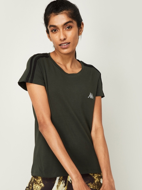 

Kappa Women Green Solid Round Neck T-shirt