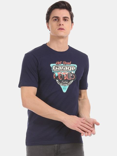 

Cherokee Men Navy Blue Printed Round Neck T-shirt