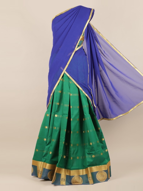 

Pothys Blue & Green Poly Chiffon Printed Half Saree