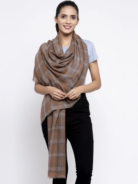 

Calvadoss Women Brown & White Checked Sustainable Long Fit Muffler