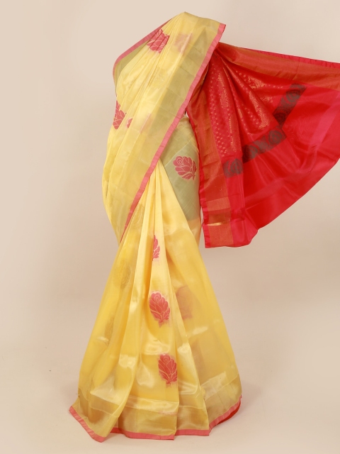 

Pothys Cream-Coloured & Red Pure Silk Woven Design Saree