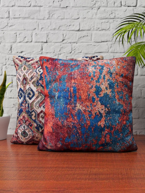 

SHIVANAA HOMES Multicoloured Set of 2 Abstract Square Cushion Covers, Multi
