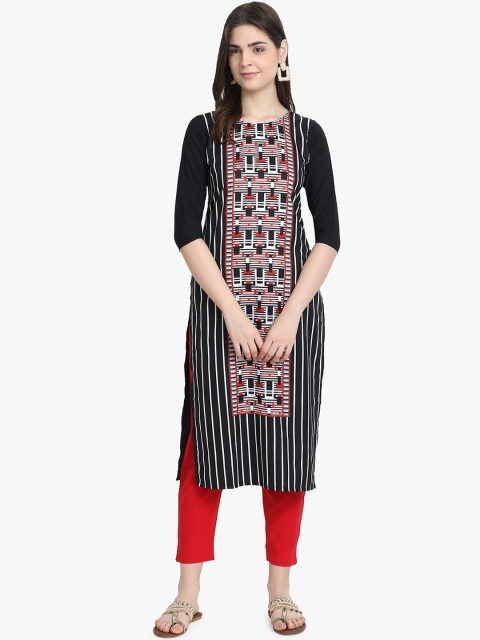

ALC Creations Black & White Striped Crepe Kurta