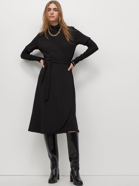 

H&M Women Black Jersey Wrap Dress