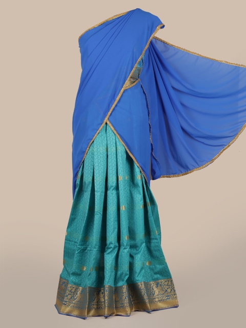 

Pothys Blue Woven Design Poly Chiffon Lehenga Half Saree