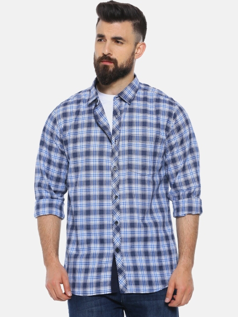 

Campus Sutra Men Blue Regular Fit Checked Casual Shirt