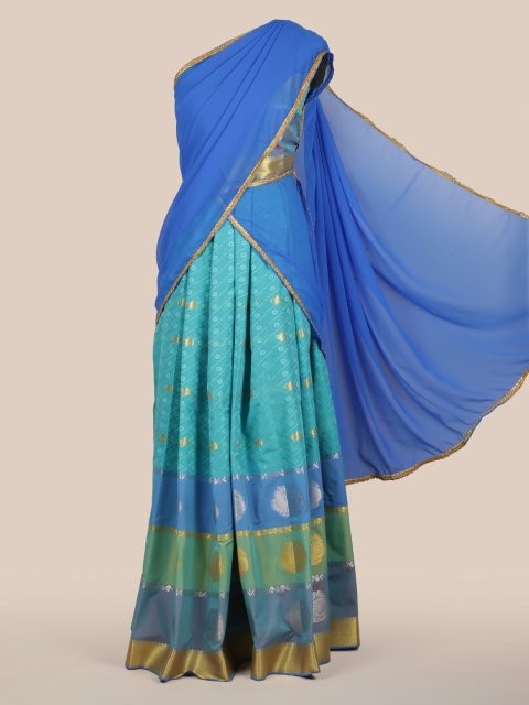 

Pothys Blue Woven Design Poly Chiffon Half Saree