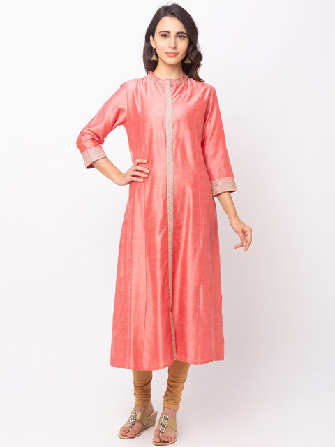 

Globus Women Pink Solid A-Line Kurta