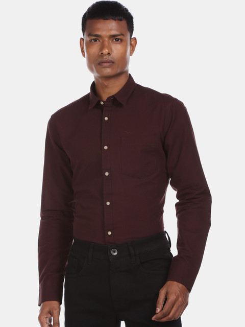

Flying Machine Men Brown Regular Fit Solid Cotton Formal Shirt