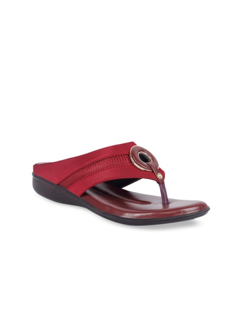 

ZAPATOZ Women Red Embellished Open Toe Flats