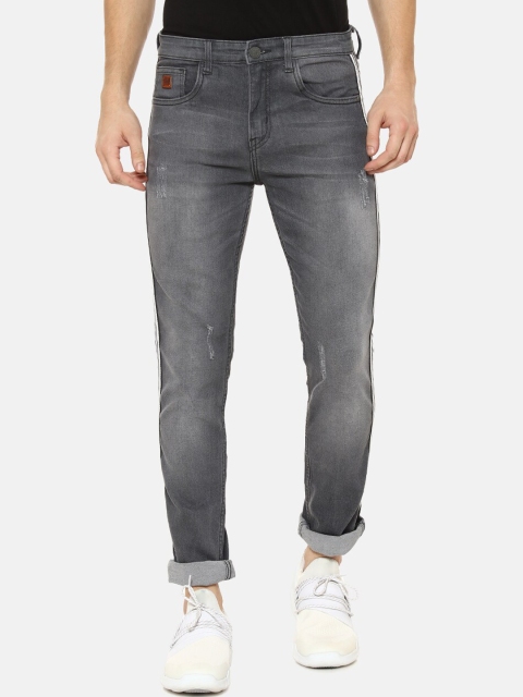 

Campus Sutra Men Grey Slim Fit Mid-Rise Low Distress Jeans