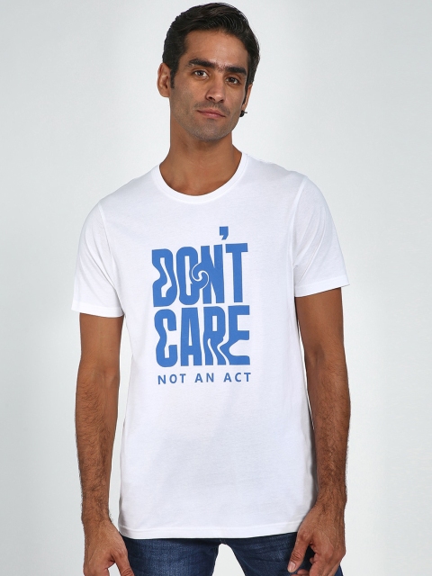 

Blue Saint Men White & Blue Printed Round Neck T-shirt