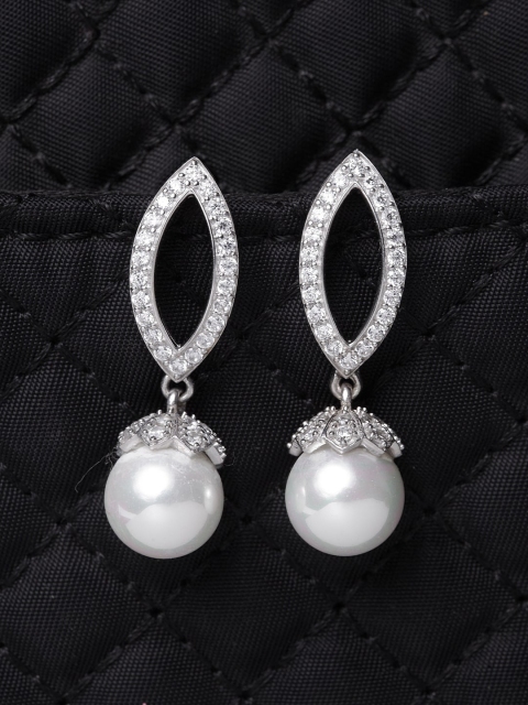 

Clara Sterling Silver & Off-White Rhodium Plated Classic Drop Earrings