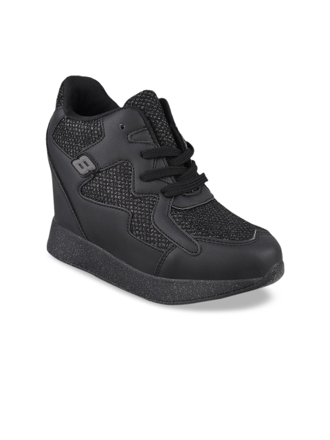 

Stelatoes Women Black Solid Mid-Top Sneakers