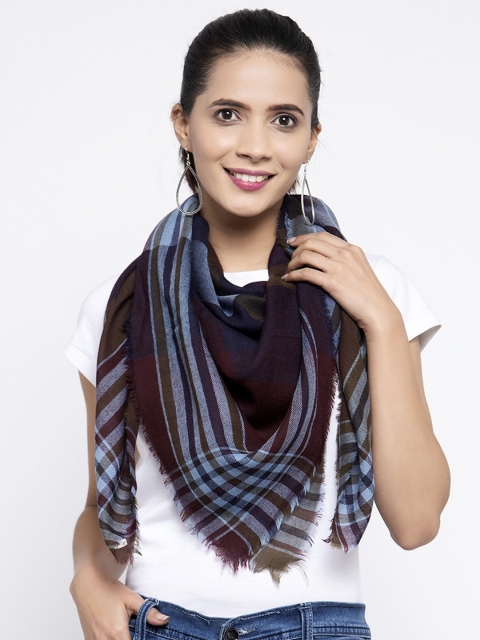 

Calvadoss Women Brown & Blue Woven Design Sustainable Long Fit Muffler