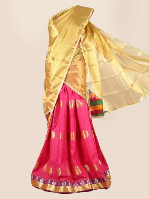 

Pothys Gold-Toned & Pink Tissue Woven Design Traditional Half Saree