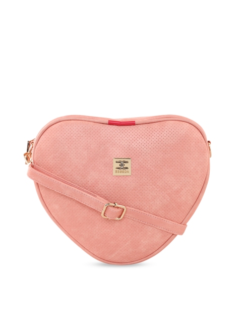 

ESBEDA Pink Textured Heart Sling Bag
