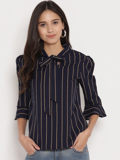 

NIXX Women Navy Blue Striped Top