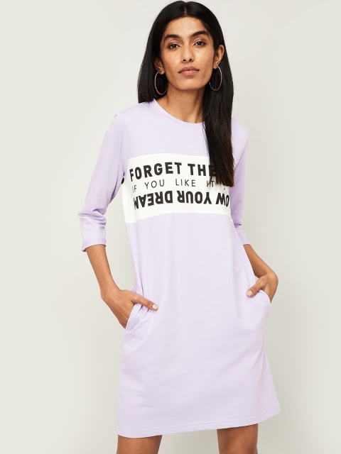 

Ginger by Lifestyle Purple Printed T-shirt Dress