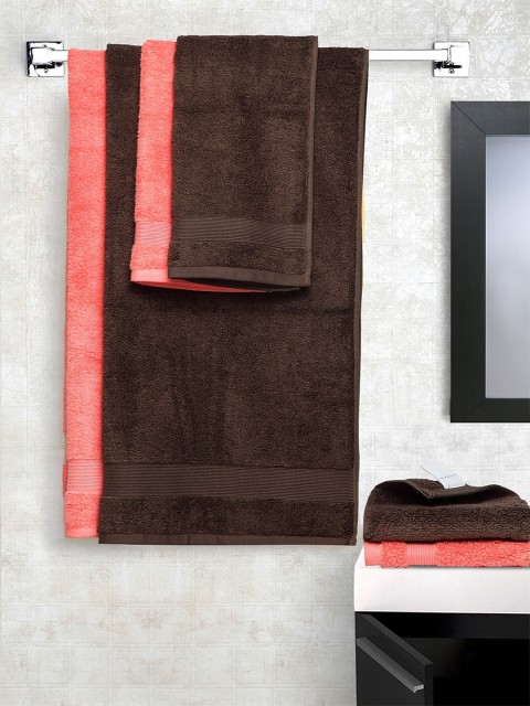 

SPACES Set of 6 Solid 550 GSM Towel Set, Brown