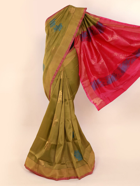 

Pothys Green & Red Pure Silk Woven Design Saree
