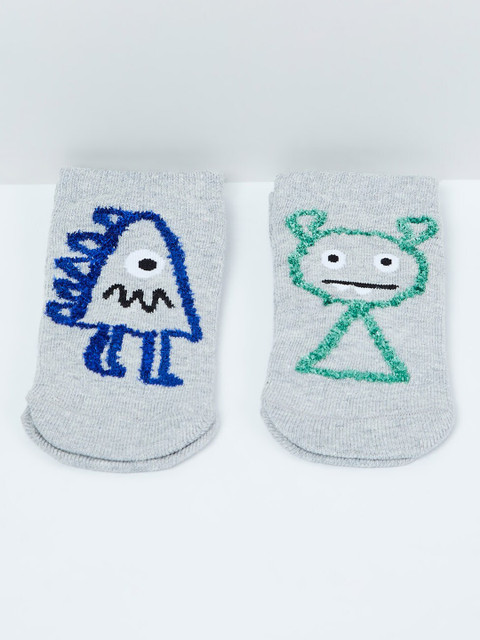 

max Boys Pack Of 2 Patterned Ankle-Length Socks, Grey