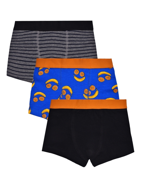 

Charm n Cherish Boys Pack of 3 Multicoloured Trunks BWTR13, Black