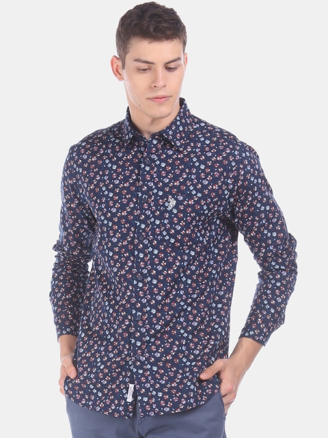 

U.S. Polo Assn. Men Blue Regular Fit Printed Casual Shirt