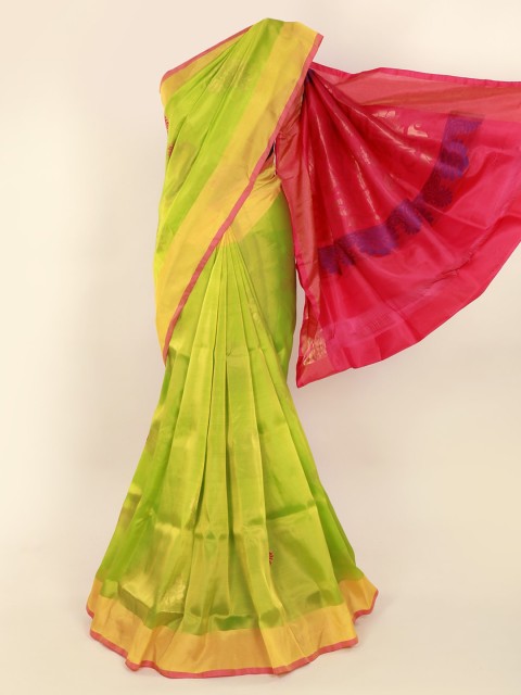

Pothys Green & Pink Pure Silk Woven Design Saree
