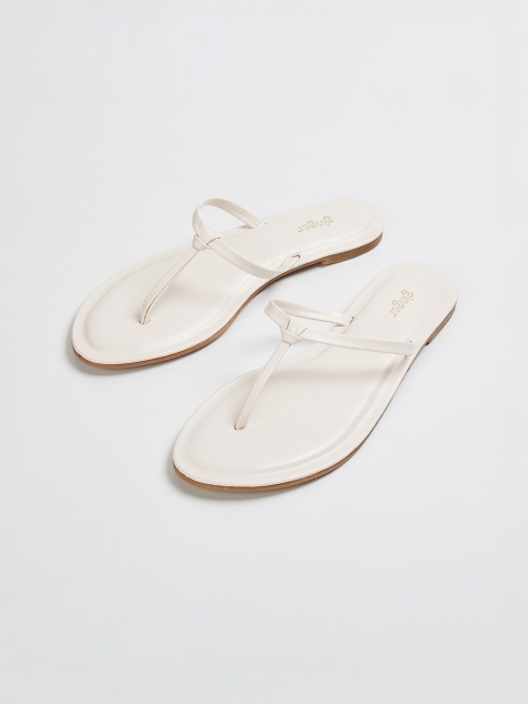 

Ginger by Lifestyle Women Off-White Solid PU Open Toe Flats