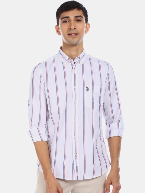 

U.S. Polo Assn. Men White Regular Fit Striped Casual Shirt