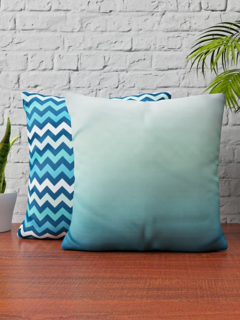 

SHIVANAA HOMES Blue Set of 2 Abstract Square Cushion Covers