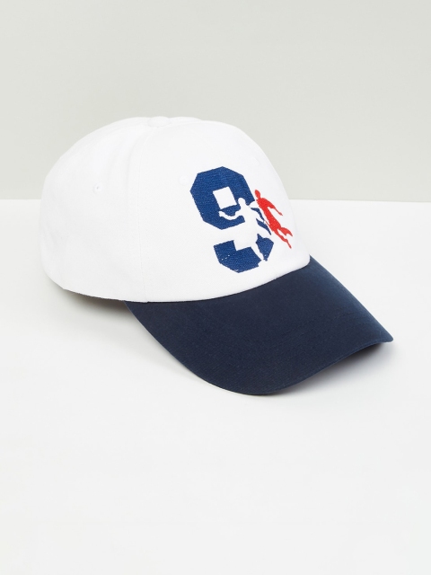 

max Men White & Navy Blue Colourblocked Baseball Cap