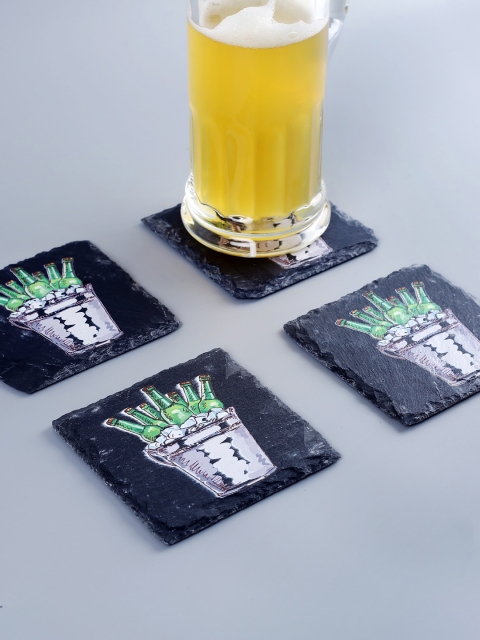 

Bigsmall Set Of 4 Black & White Printed Coasters