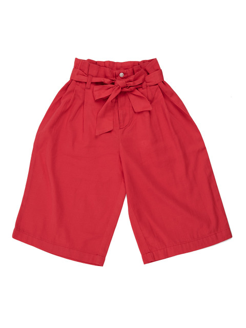 

UNDER FOURTEEN ONLY Girls Red Solid Culottes