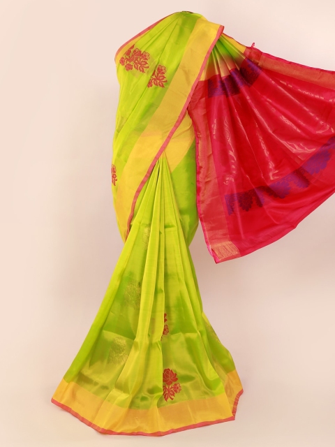 

Pothys Lime Green & Pink Pure Silk Woven Design Saree