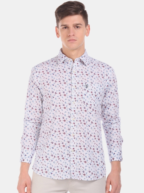 

U.S. Polo Assn. Men White Regular Fit Printed Casual Shirt
